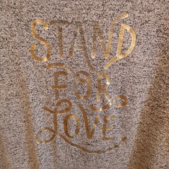 OLD NAVY Women's Heather Gray  Long Sleeve "Stand For Love" Knit Shirt Med EUC - Picture 3 of 5